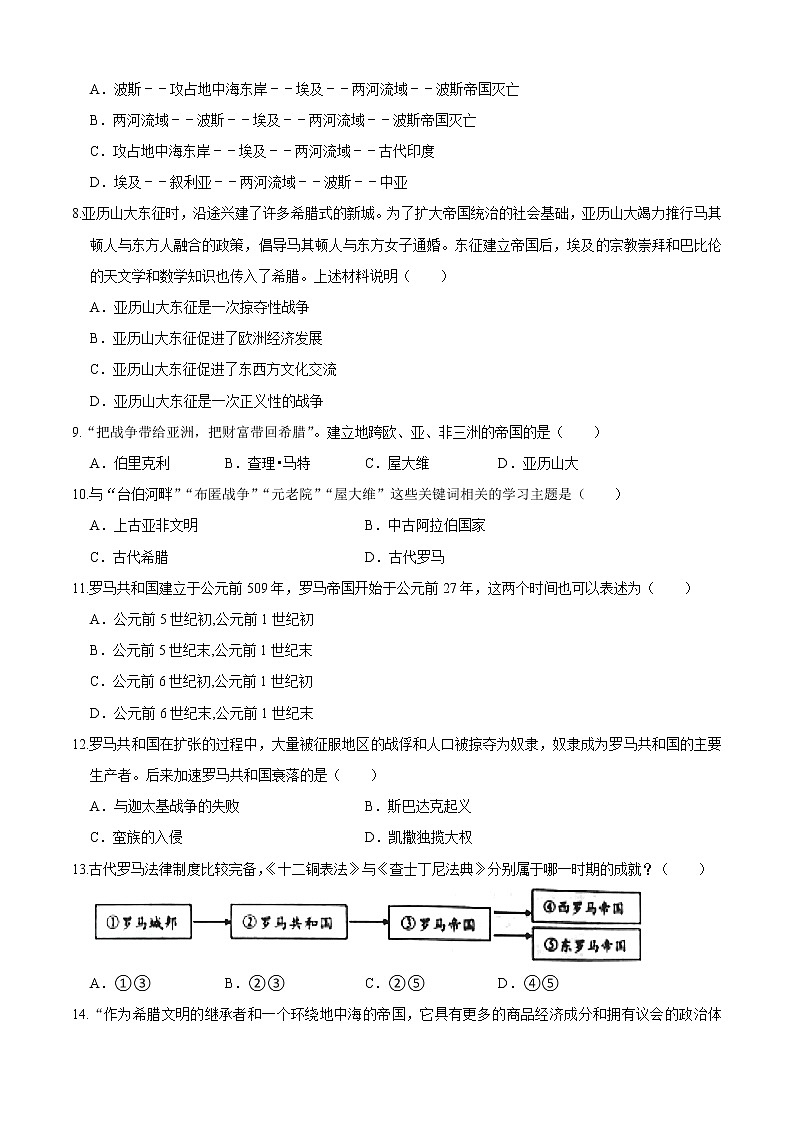 专题02 古代欧洲文明（专题过关） - 2022-2023学年九年级历史上学期期中期末考点大串讲（部编版）02