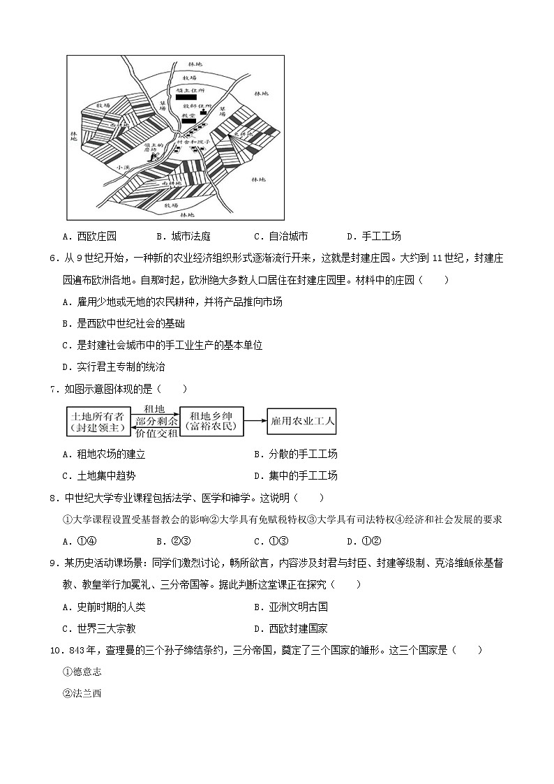 专题03 封建时代的欧洲（专题过关） - 2022-2023学年九年级历史上学期期中期末考点大串讲（部编版）02