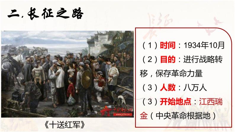 初中历史人教部编版八年级上册第17课 中国工农红军长征背景图ppt课件-教习网|课件下载