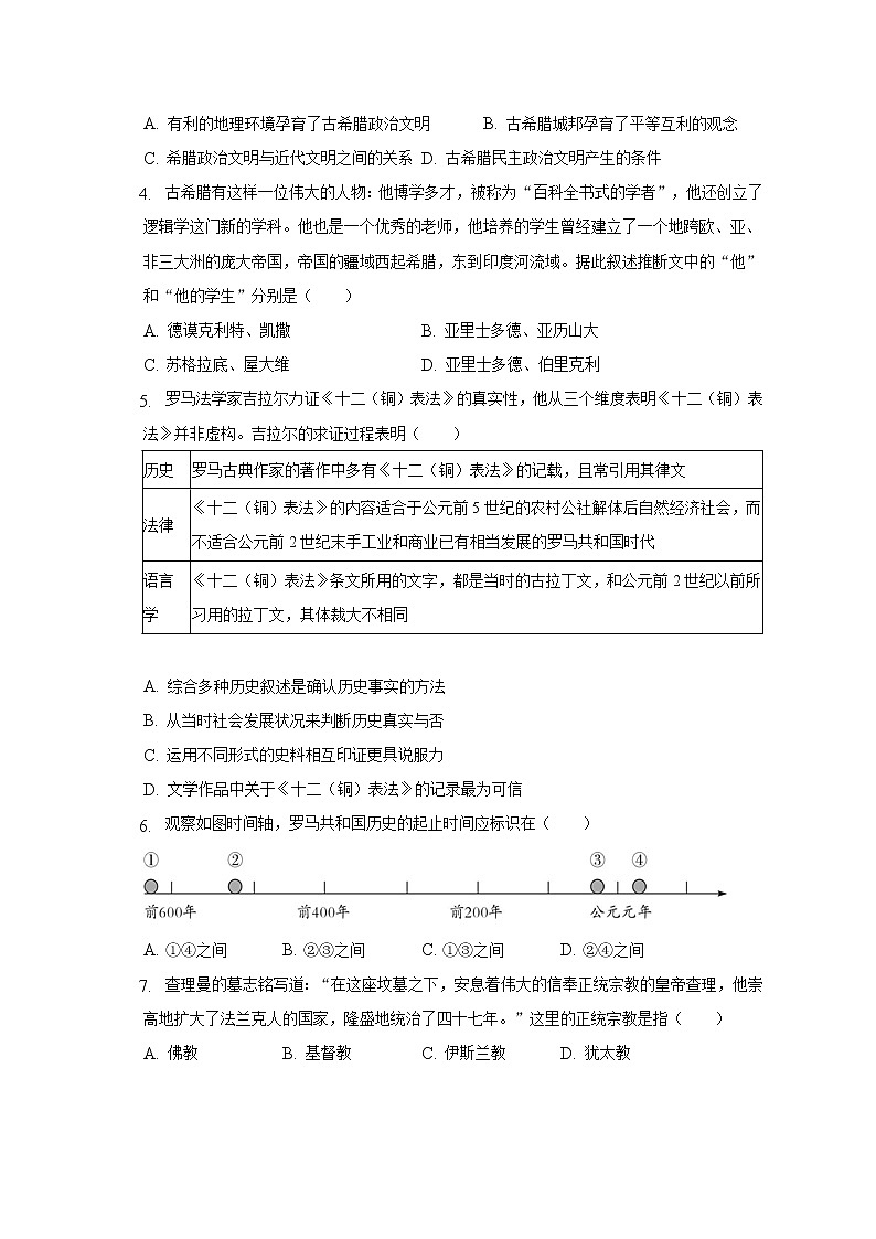 2022-2023学年广东省深圳市九年级（上）期中历史试卷（含解析）02