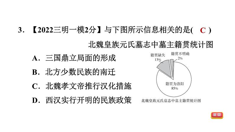 中考历史复习4.三国两晋南北朝时期：政权分立与民族交融课后练课件第5页