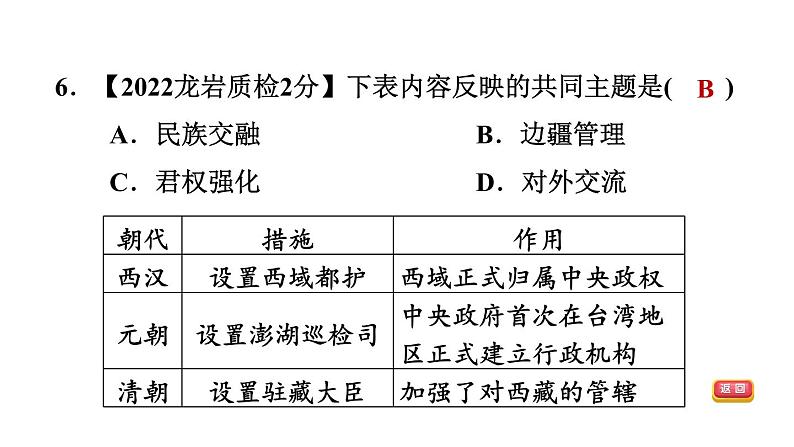 中考历史复习中国古代史课后练课件08