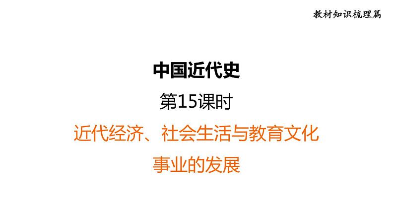 中考历史复习15.近代经济、,社会生活与教育文化事业的发展课后练课件第1页