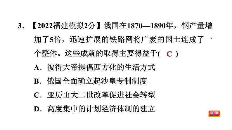 中考历史复习25.殖民地人民的反抗与,资本主义制度的扩展课后练课件第5页