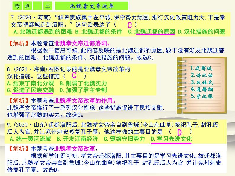 401人教版中国历史七年级上册《新编基础训练》第4单元《三国两晋南北朝时期：政权分立与民族交融》评析PPT课件05