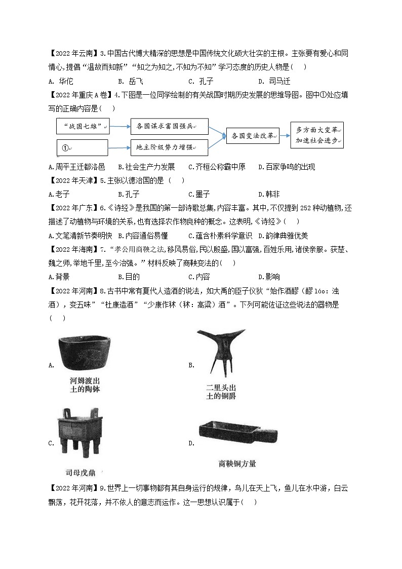 （2）夏商周时期：早期国家与社会变革——2022年中考历史真题专项汇编第2页