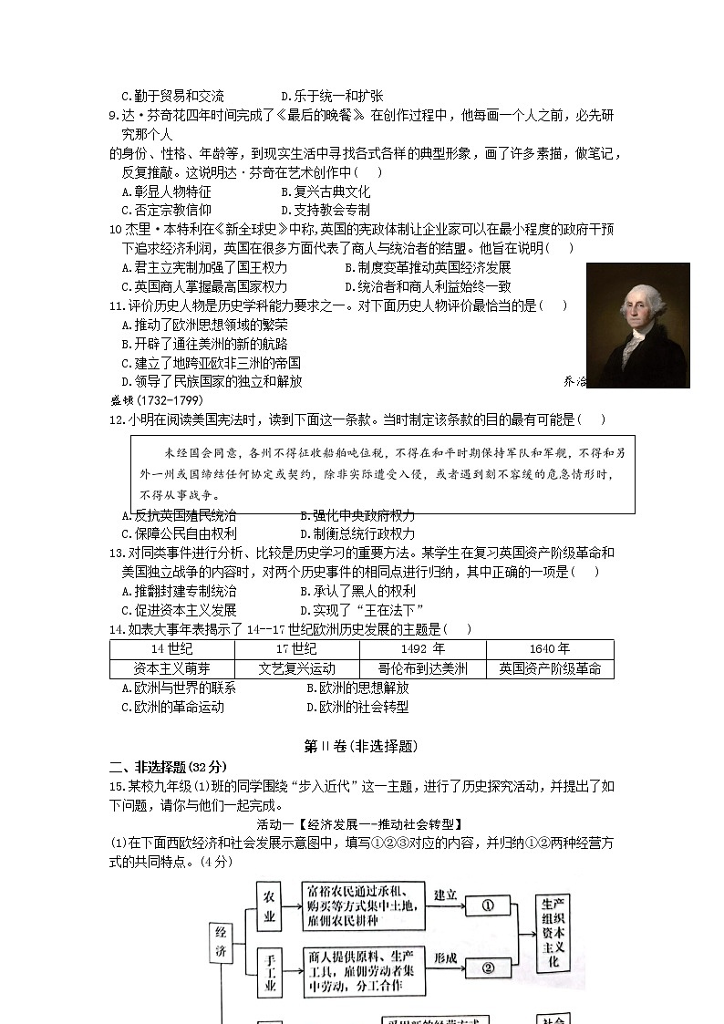 湖北省武汉市江汉区2022--2023学年部编版九年级历史上学期期中试卷 （含答案）第2页
