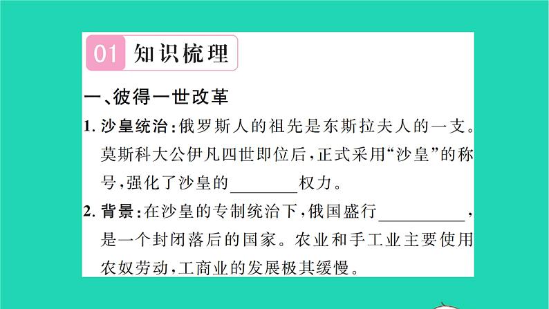 2022九年级历史下册第一单元殖民地人民的反抗与资本主义制度的扩展第2课俄国的改革作业课件新人教版第2页