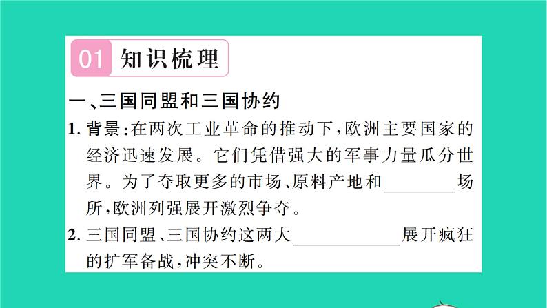 2022九年级历史下册第三单元第一次世界大战和战后初期的世界第8课第一次世界大战作业课件新人教版02