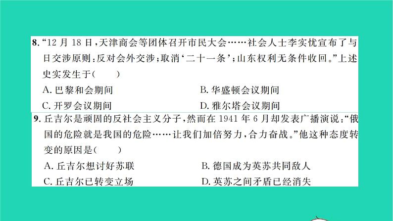 2022九年级历史下册专题卷二世界格局风云变幻作业课件新人教版05