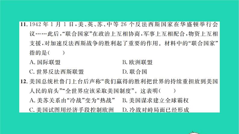 2022九年级历史下册专题卷二世界格局风云变幻作业课件新人教版07