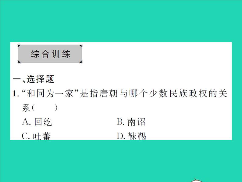 2022七年级历史下册专题一隋唐以来的民族关系和边疆管理作业课件新人教版第4页