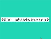 2022七年级历史下册专题三隋唐以来中央集权制度的演变作业课件新人教版