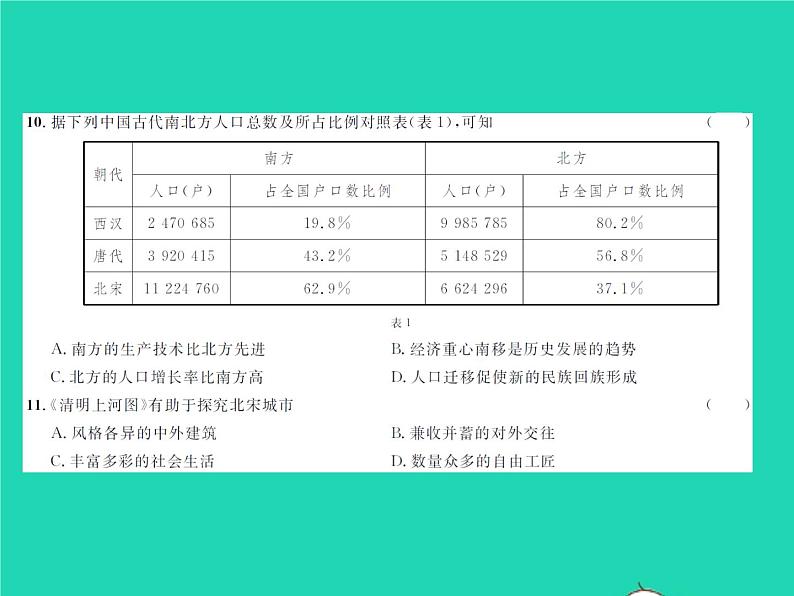 2022七年级历史下学期期中测试卷作业课件新人教版05