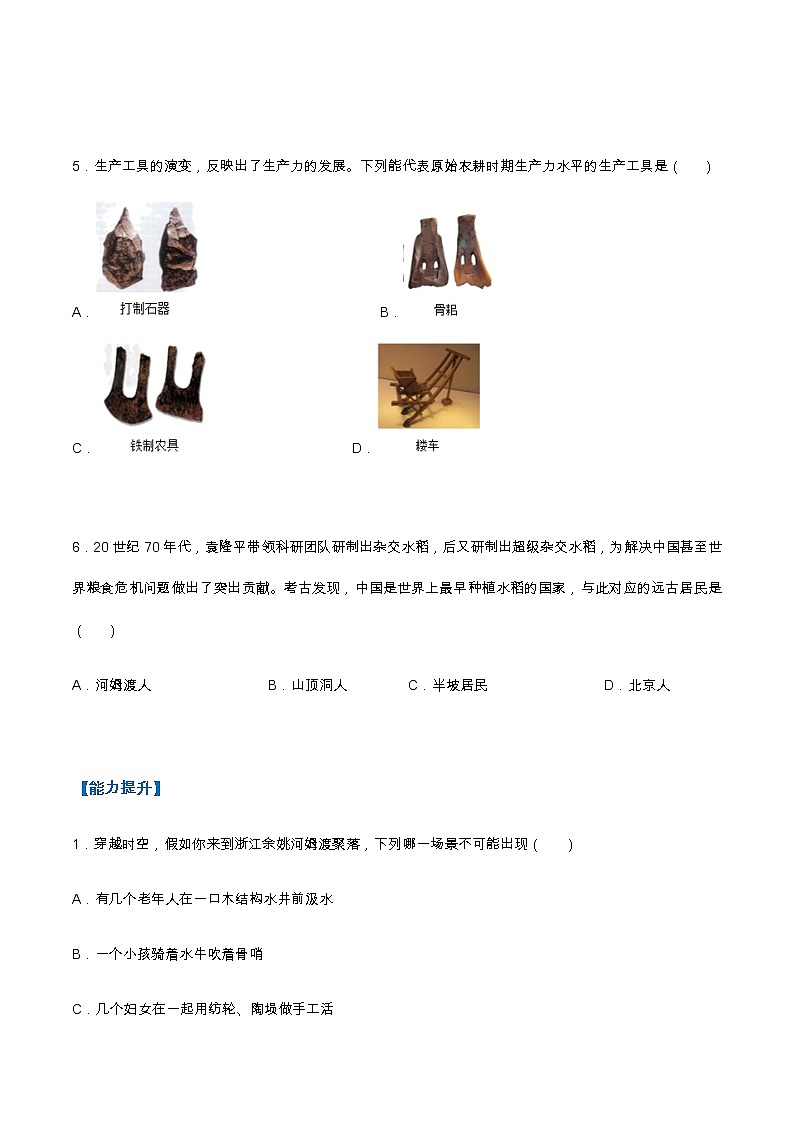 第2课  原始农耕生活（分层作业）-七年级历史上册同步备课系列（部编版）02