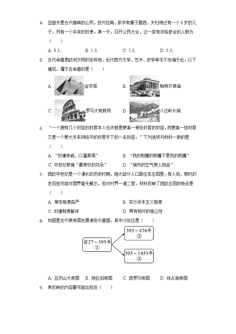 陕西省宝鸡市凤翔县2022-2023学年九年级上学期期中历史试卷 (含答案)02