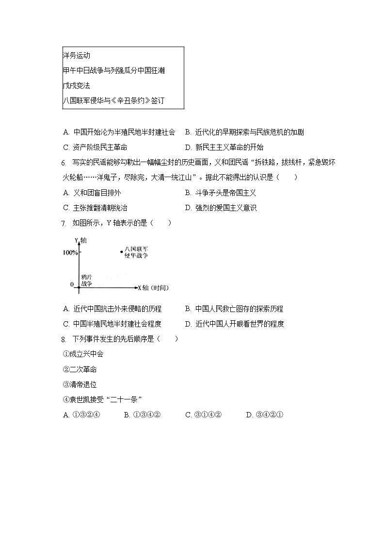 2022-2023学年陕西省西安三中八年级（上）期中历史试卷（含解析）第2页