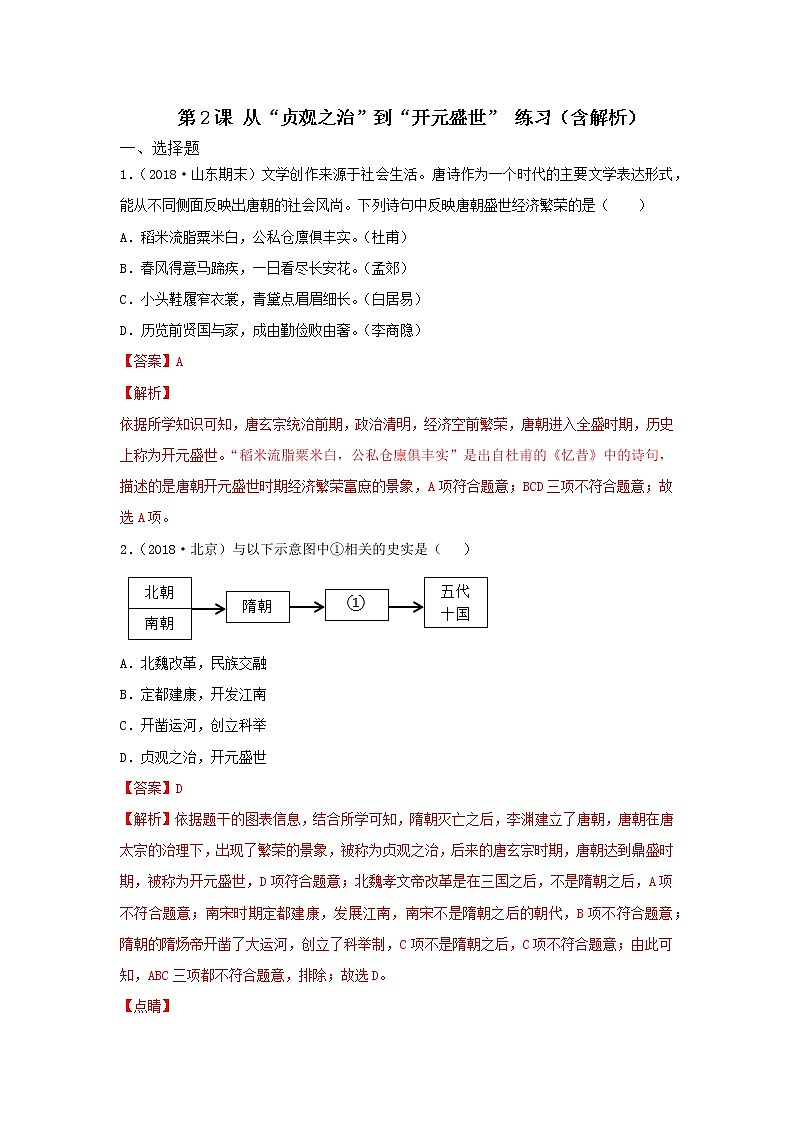 第2课 从“贞观之治”到“开元盛世” 课件+学历案（送教案+练习+背诵清单） 部编版七年级历史下册01