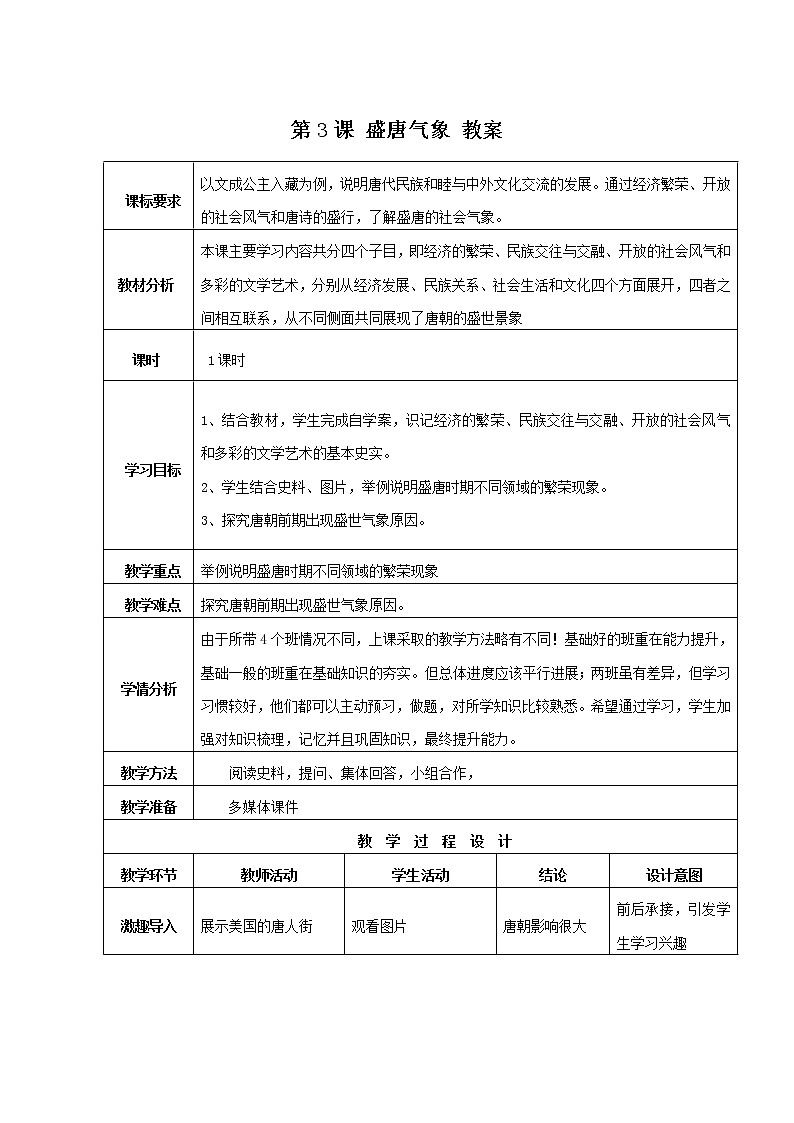 第3课 盛唐气象 课件+学历案（送教案+练习+背诵清单） 部编版七年级历史下册01