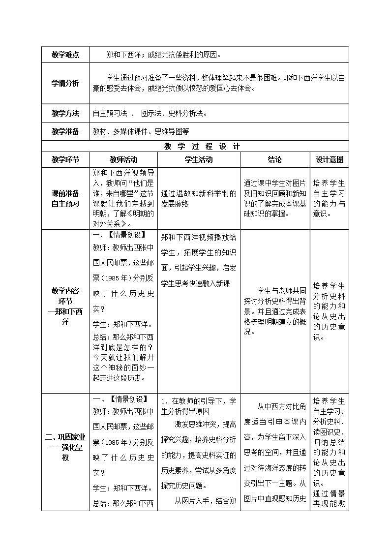 第15课 明朝的对外关系 课件+学历案（送教案+练习+背诵清单） 部编版七年级历史下册02