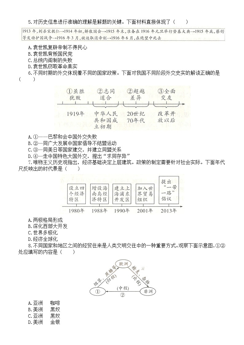 初中历史中考复习知识结构图专项练习（共13题，附参考答案）第2页