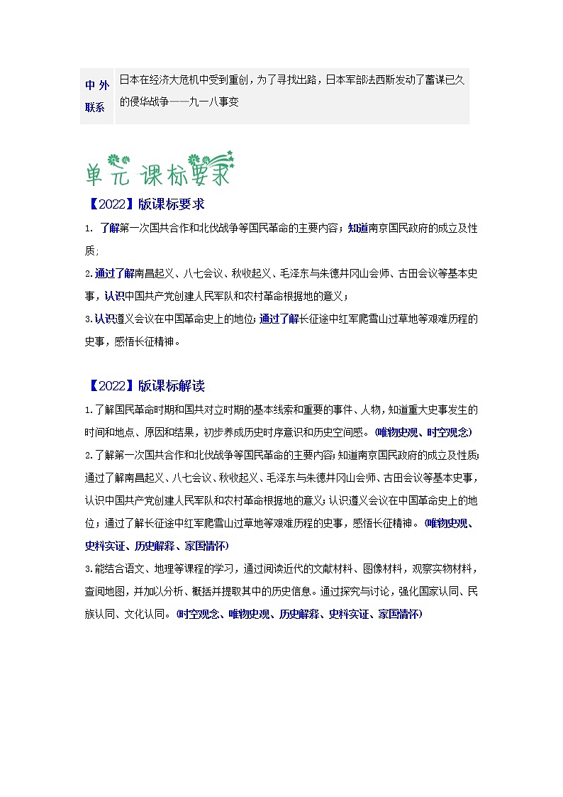 第五单元  从国共合作到国共对立-2022-2023学年八年级历史上册必备知识总结+过关提升练（部编版）（解析版）02