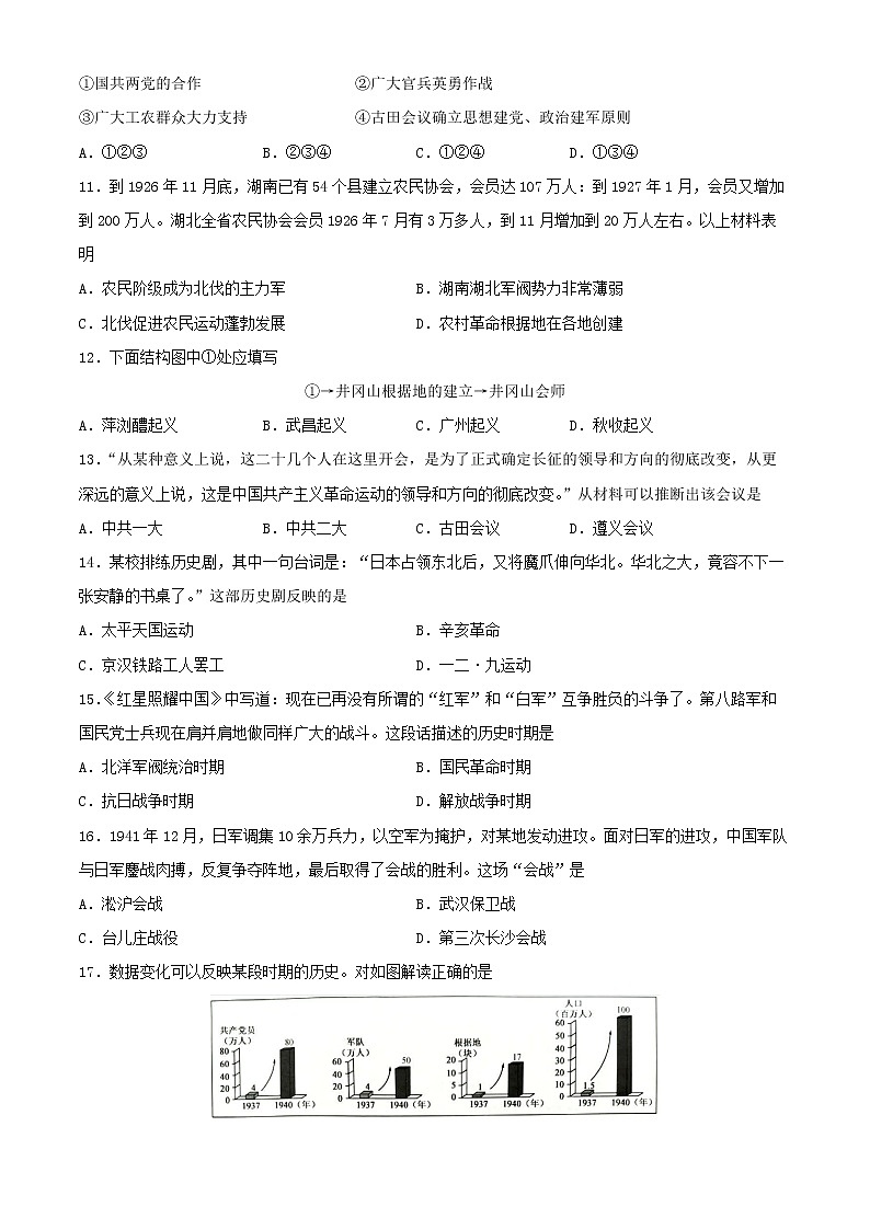 2022-2023学年第一学期八年级历史期末考前必刷卷（02）03