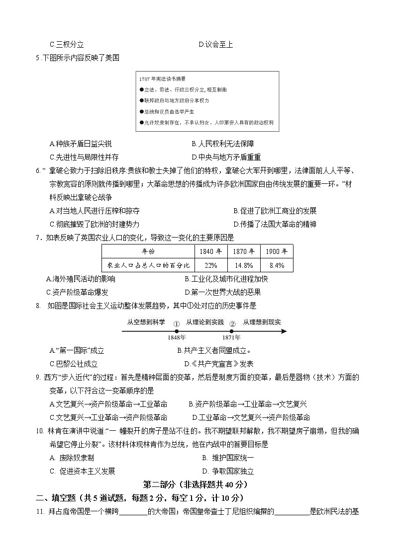 2022-2023学年第一学期九年级历史期末考前必刷卷（01）第2页