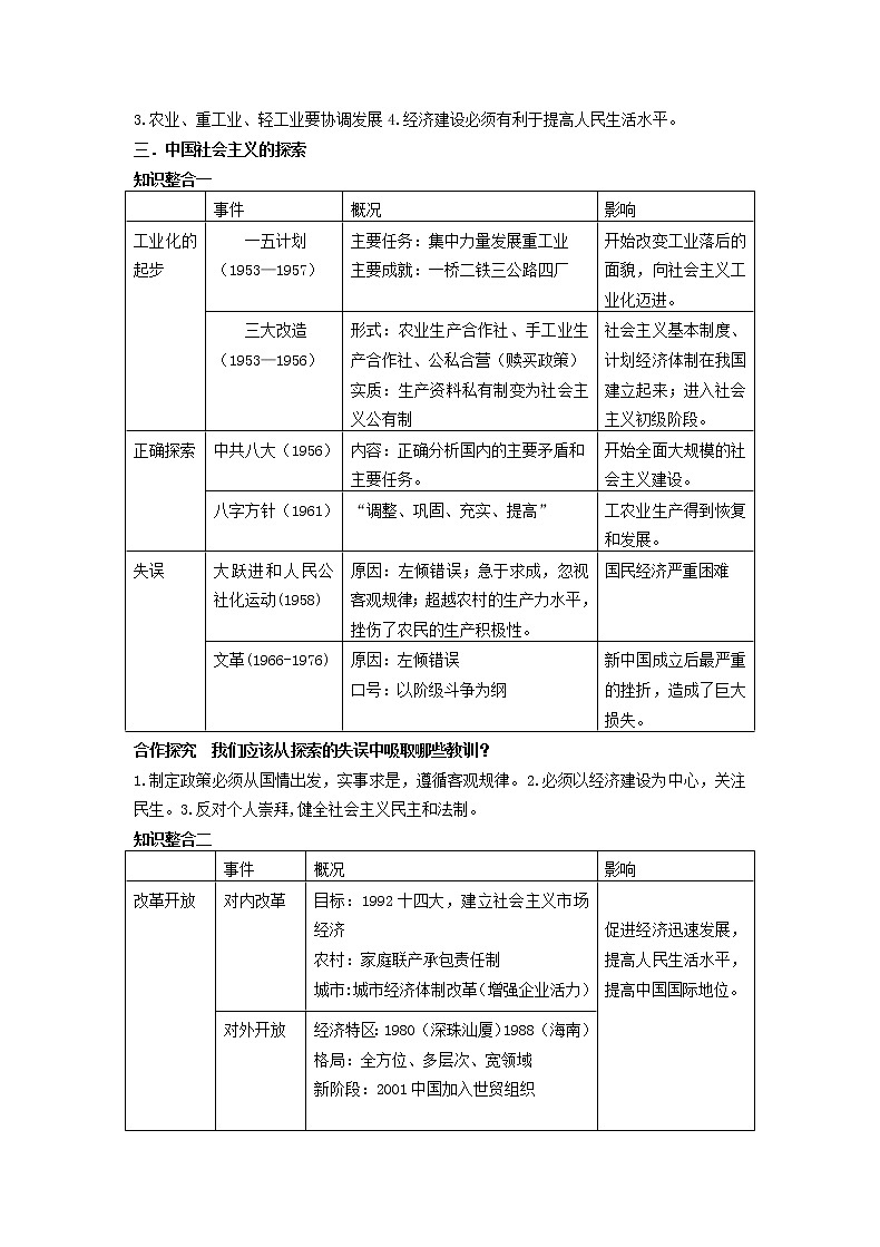 2023年江苏省历史中考二轮复习专题社会主义的探索学案第2页