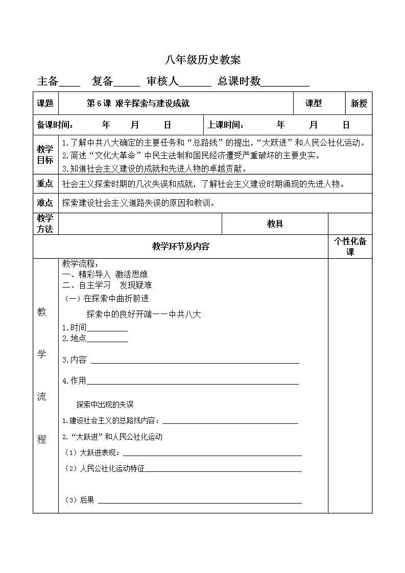 部编版八年级下册历史 第6课 艰辛探索与建设成就 课件+教案+练习（内嵌视频）01