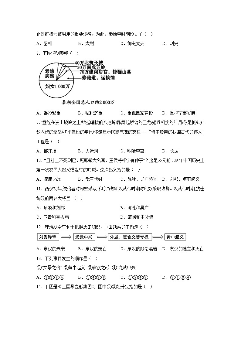 湖南省郴州市永兴县五校联考2022-2023学年七年级上学期期末考试历史试题(含答案)03