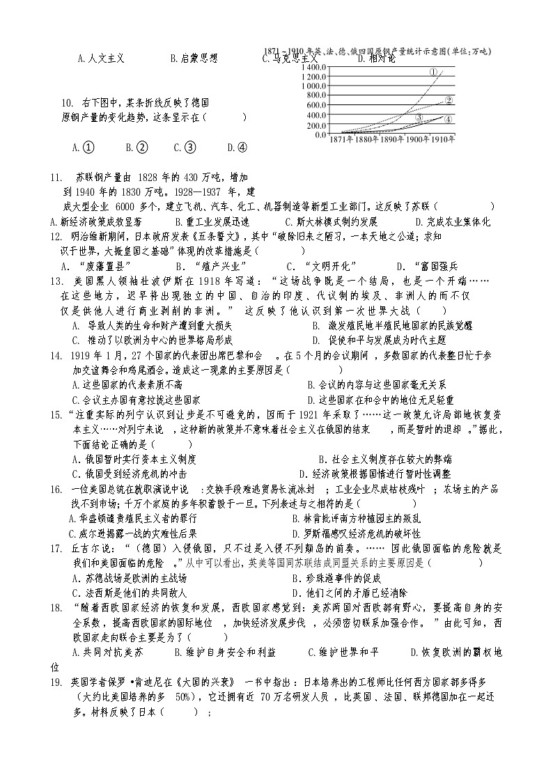 2023年河北中考历史基础模拟综合试卷(含答案)02