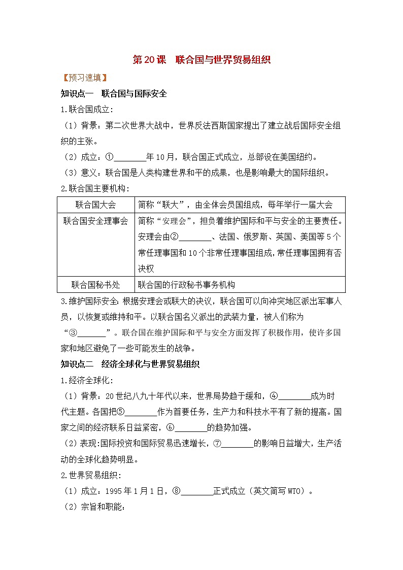 第20课《联合国与世界贸易组织》课件PPT（送教案+导学案+练习）01