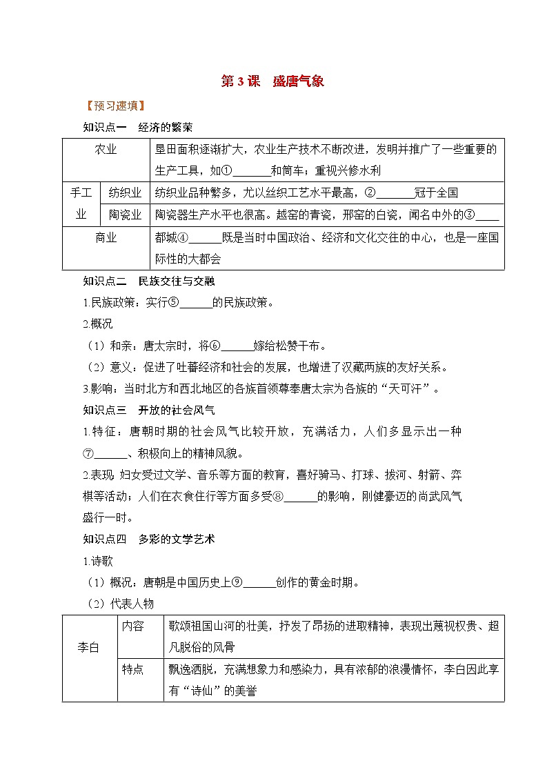 【预习作业】第3课  盛唐气象第1页