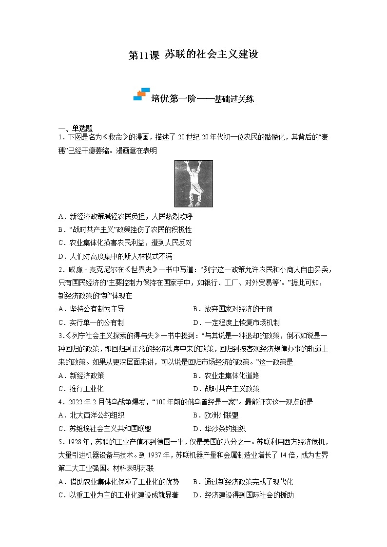 【人教部编版】九下历史  第11课 苏联的社会主义建设 （课件+培优练习）01