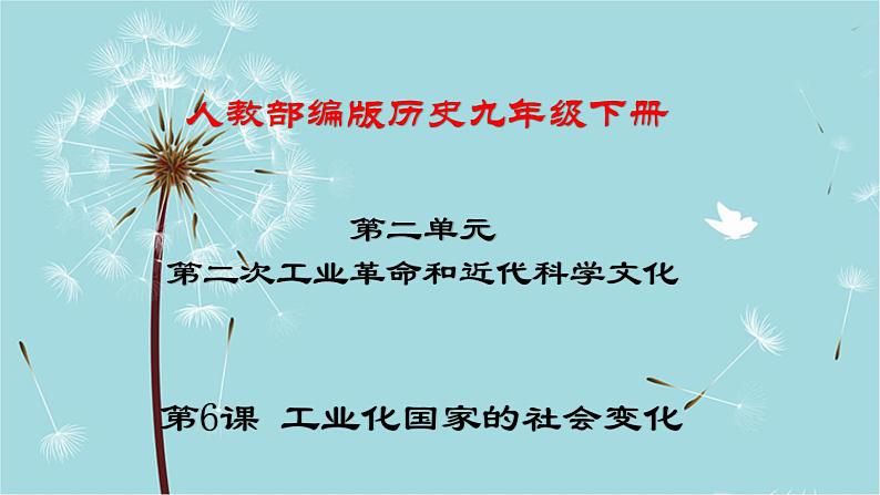 人教部编版历史九年级下册 第二单元 第六课 工业化国家的社会变化 课件01