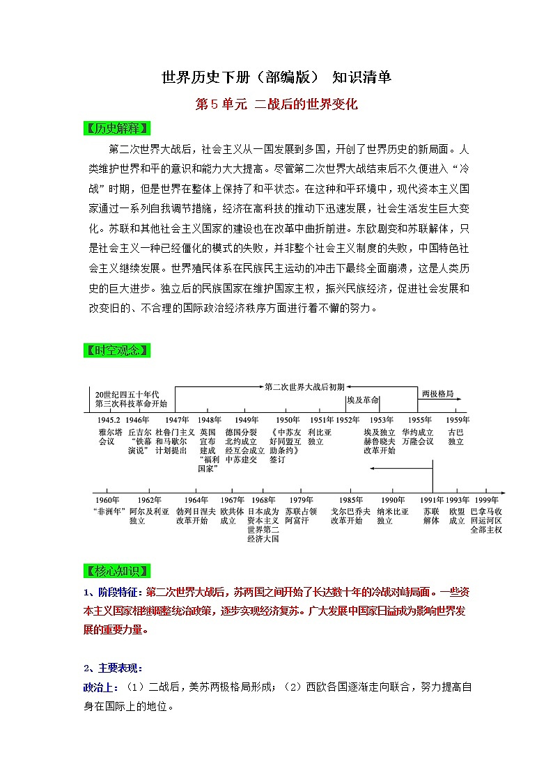 第五单元 二战后的世界变化（复习课件）九年级历史下册同步备课系列（部编版）01