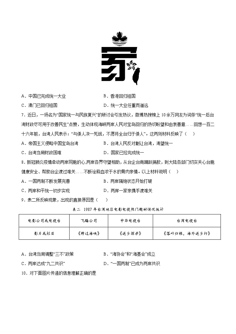 第14课精编海峡两岸的交往（备课件+练习）精编八年级历史下册同步备课系列（部编版）02