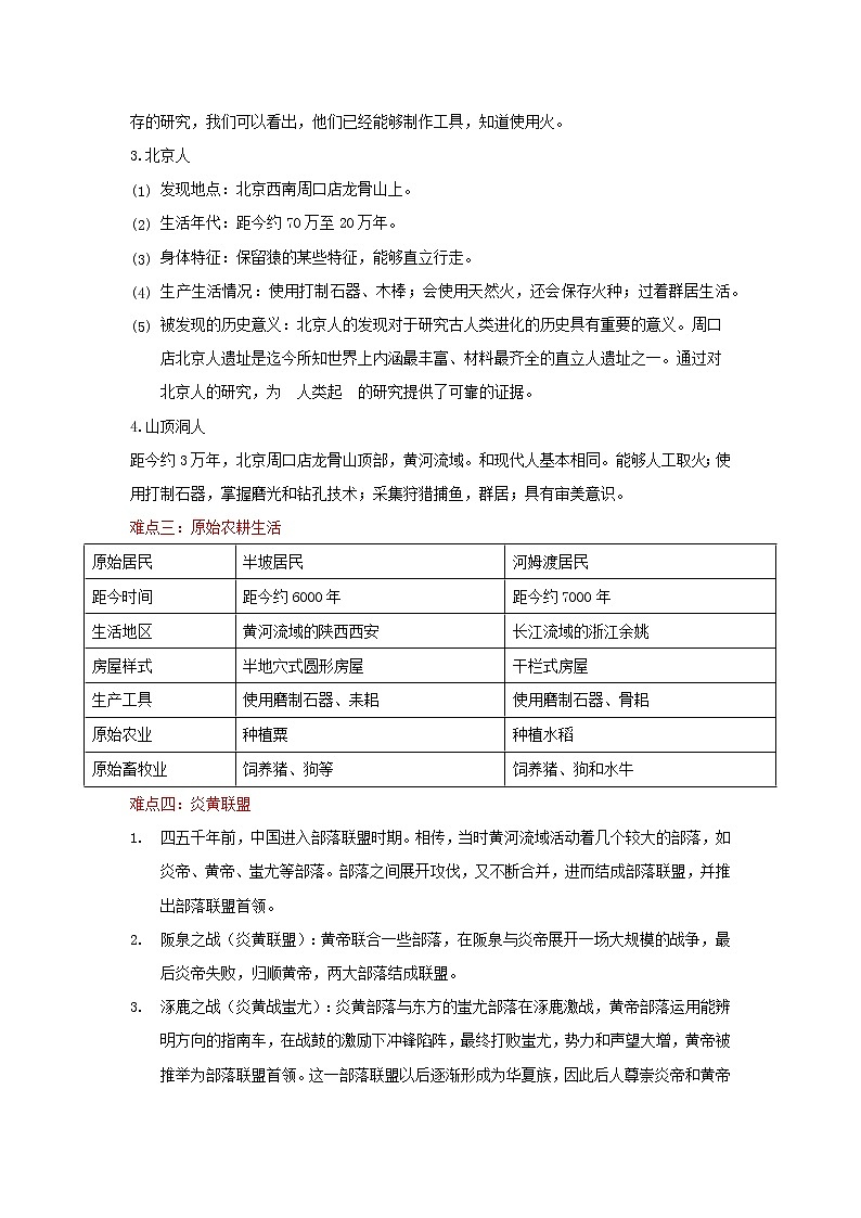 备战2023历史新中考二轮复习重难突破（全国通用）专题01 史前时期（原卷版）第2页