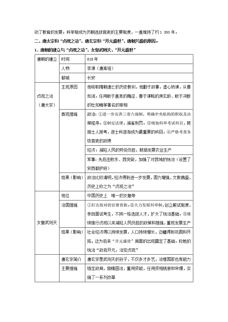 备战2023年历史新中考二轮复习热点透析疑难点拨03中国古代史-繁荣与开放的年代（原卷版）第3页