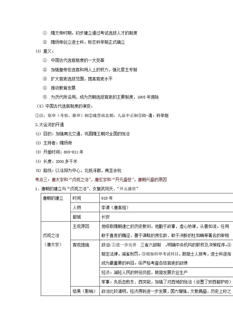 备战2023历史新中考二轮复习考点精讲精练（北京专用）突破04 统一多民族国家的大发展时期02