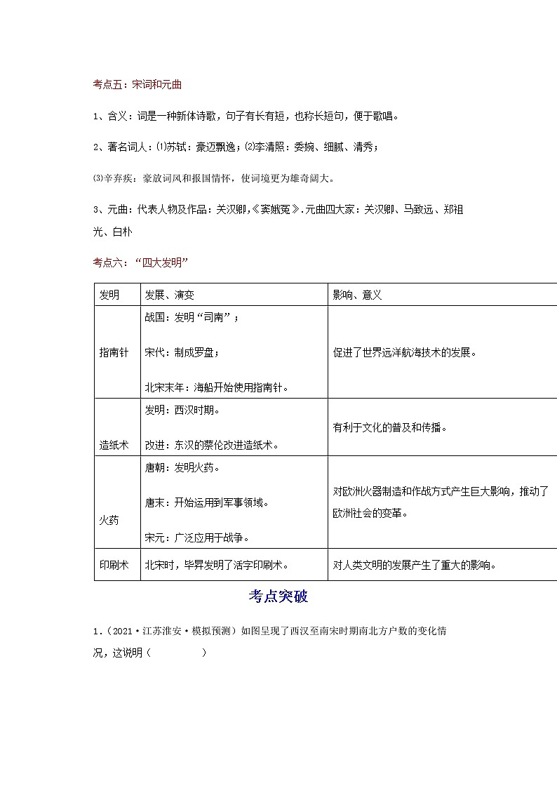 备战2023历史新中考二轮复习考点精讲精练（江苏专用）突破06 辽宋夏金元时期（解析版）第3页