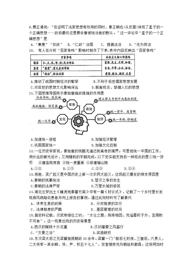 湖南省湘潭市湘潭县2022-2023学年七年级上学期期末考试历史试题(含答案)02