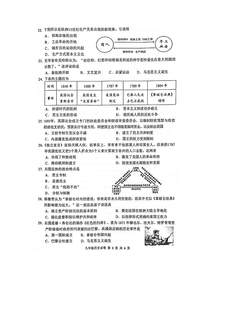 江苏省徐州市金榜国际学校2022-2023学年九年级上学期期末考试历史试题第3页