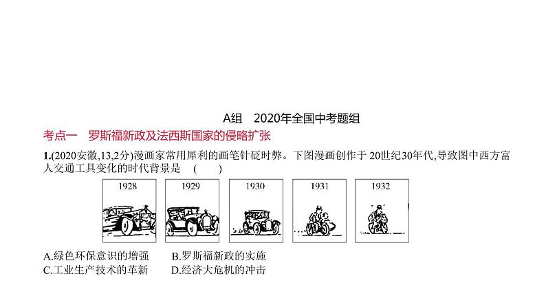 初中历史中考复习 第二十五单元　经济大危机和第二次世界大战 习题课件-2021届中考历史一轮复习01