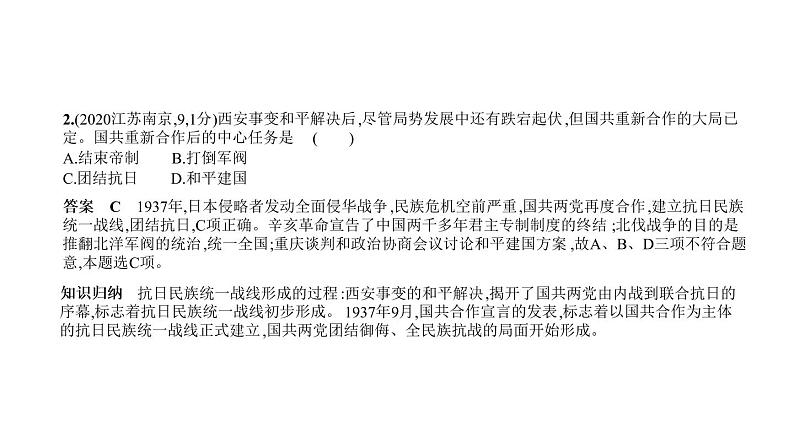 初中历史中考复习 第九单元　中华民族的抗日战争 习题课件-2021届中考历史一轮复习02