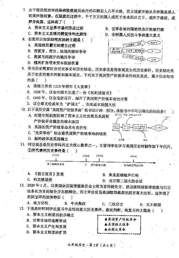四川省巴中市2022-2023学年九年级上学期期末考试历史试题第2页