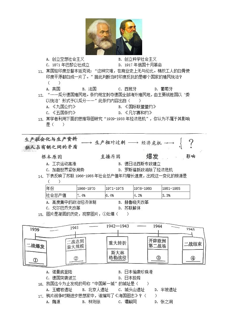 初中历史中考复习 湖南省衡阳市2019年中考历史真题试题（含解析）第2页