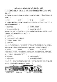 初中历史中考复习 精品解析：山东省泰安市2020年中考历史试题（原卷版）