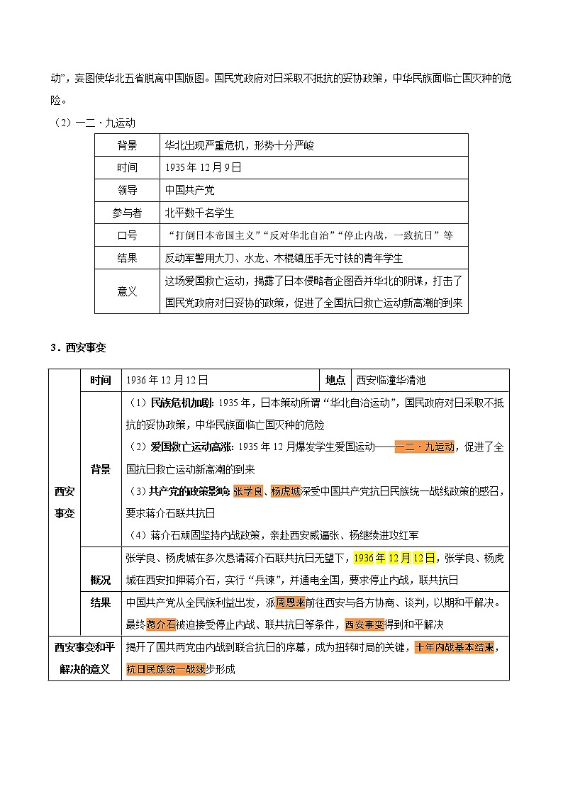初中历史中考复习 考点10 中华民族的抗日战争-备战2021年中考历史考点一遍过【 名师堂】第3页